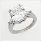 5 Carat Asscher Cut Zirconia Engagement Ring in Platinum