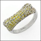 1CTW CANARY ROUND SMALL CUBIC ZIRCONIA CHIC DESIGN RING