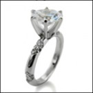 6 prong round cz white gold  engagement ring 