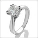 1.25 Royal Asscher Diamond quality CZ Platinum Solitaire Ring