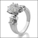 1.5 round cubic zirconia and princess 3 stone ring