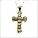1 iNCH YELLOW GOLD CROSS SET WITH CZ