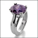 4 Carat Oval Amethyst Cz white gold ring