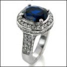 3 CARAT SAPPHIRE OVAL CZ WHITE GOLD RING