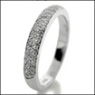 CUBIC ZIRCONIA PAVE 3 ROWS WEDDING BAND