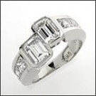 EMERALD CUT HIGH QUALITY CZ EMBEDDED WHITE GOLD ANNIVERSARY RING