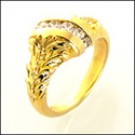 0.50 TCW round Cubic zirconia in channel yellow gold ring