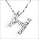 WHITE GOLD INITIAL "H" PENDANT