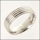  Wedding Band with Grooves in 14k white gold