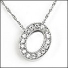 White gold Initial letter "O"  pendant with cz stones 