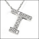 WHITE GOLD INITIAL T PENDANT