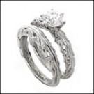 Round 1Ct. Cubic Zirconia Platinum Engagement Ring Set