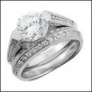 1.5 ROUND CZ CHANNEL AND PAVE MATCHING ENGAGEMENT RING SET