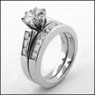 Classy 1 Carat Engagement Ring with a Matching Band set with High Quality Cubic Zirconia 