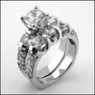 AAA high quality 1 Carat Round Cubic Zirconia Engagement Matching Ring Set