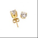 TINY CUBIC ZIRCONIA STUDS /SOLID YELLOW GOLD
