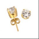 Yellow Gold ROUND CZ STUD EARRINGS