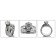 3 angles of the 1.5 carat  cz engagement ring set 