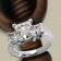 Cubic ZIrconia Princess cut 3 Stone Ring In Platinum