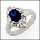 Royal Blue Oval Cubic Zirconia Ring in Platinum