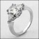 CZ oval 3 stone ring with triangle side stones