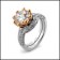 Platinum matching ring with  micro pave set cubic zirconia stones